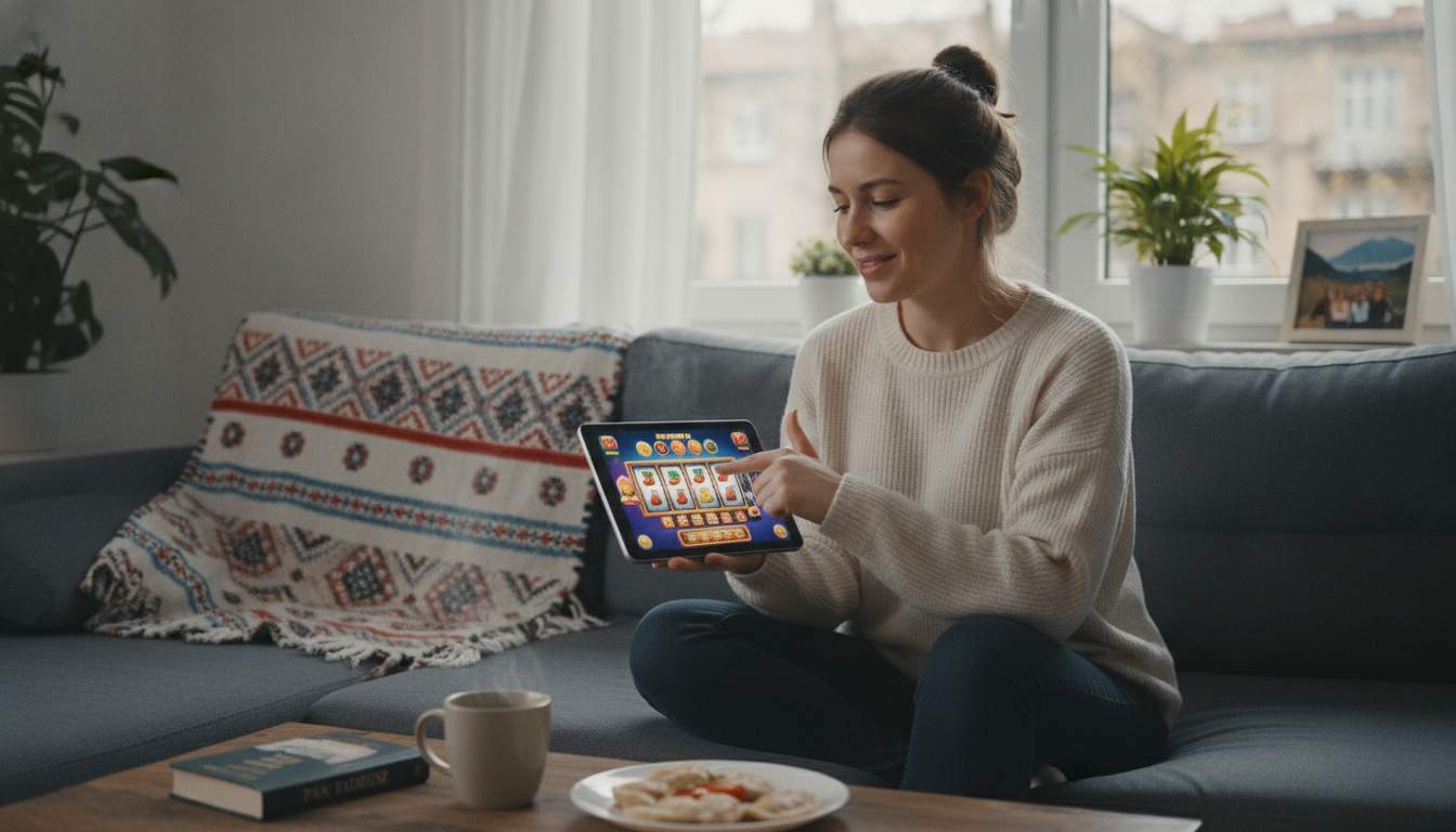 Discover Exciting Slots A woman enjoying slot games at Wintino Casino